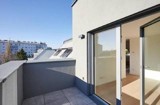 Wohnung kaufen in Erzherzog-Karl-Straße, 1220 Wien, 4-Zimmer-Dachgeschosswohnung mit Terrasse in idyllischer Grünlage nahe Donau - ERSTBEZUG!