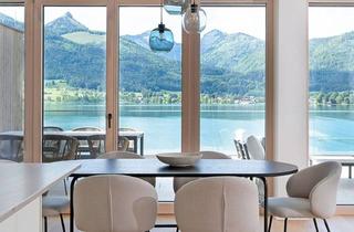 Wohnung kaufen in 5360 Aschau, Panoramablick über den Wolfgangsee, privater Seezugang mit Steganlage