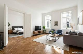 Wohnung kaufen in Burggasse, 1070 Wien, Komplett hofseitg ausgerichtete Stilaltbauwohnung im Jugendstiljuwel Schottenfelder Hof | Blick in den grünen Innenhof | Ideal auch zur WG-Nutzung