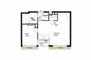 Wohnung mieten in Staudgasse, 1180 Wien, Erstbezug! Gut aufgeteilte 2-Zimmer-Dachgeschosswohnung inkl. KFZ-Stellplatz nahe AKH zu vermieten!