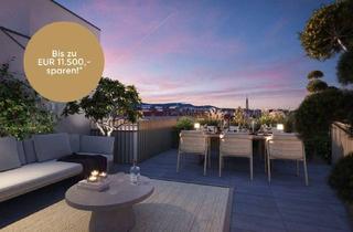 Wohnung kaufen in Ottakringer Straße 26, 1170 Wien, Nachhaltig & hoch oben am Yppenplatz. – 3 m Raumhöhe XL Dachterrasse im Dachgeschoss