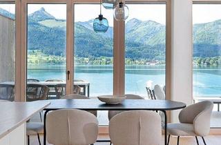Wohnung kaufen in 5360 Aschau, Panoramablick über den Wolfgangsee, privater Seezugang mit Steganlage