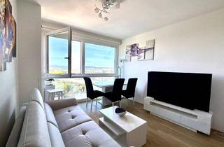 Wohnung mieten in 1100 Wien, Stylische 2-Zimmer Neubauwohnung im „MySky“ – spektakulärer Fernblick über Wien | Spa, Fitness & Wellness | vollmöbliert & sofort bezugsfertig