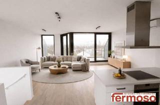 Maisonette kaufen in Donau, 1220 Wien, Moderne DG-Maisonette auf 2 Ebenen mit 3 Terrassen und Weitblick (Donau & Berge) | U1 Nähe