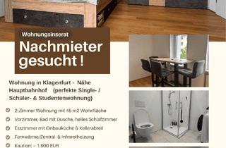 Wohnung mieten in 9020 Klagenfurt, Wohnung in Klagenfurt - Nähe Hauptbahnhof zu vermieten (perfekte Single- / Schüler- & Studentenwohnung