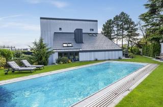 Haus kaufen in Eichbüchler Gasse, 2700 Wiener Neustadt, Außergewöhnliches Designerhaus mit Viel Raum zur Entfaltung | 8 Zimmer, Edelstahlpool, Sauna, Weinkeller | Vereint Wohnen und Arbeiten | Barrierefrei