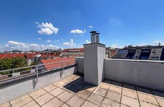 Wohnung mieten in 1050 Wien, Helle Dachgeschosswohnung mit 3 Schlafzimmern, Kamin & Dachterrasse