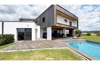 Einfamilienhaus kaufen in 7542 Gerersdorf bei Güssing, Architektenhaus in sonniger Ruhelage mit Spiral-Weinkeller, Infinity Pool, Burgblick und ca. 1 ha Eigengrund