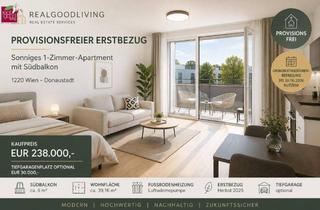 Wohnung kaufen in 1220 Wien, PROVISIONSFREIER ERSTBEZUG | Sonniges Single-Apartment mit Südbalkon nahe Hirschstettner Badeteich