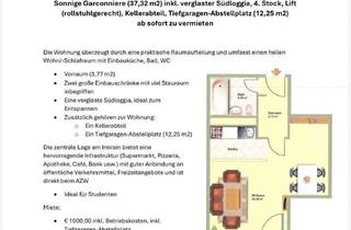 Wohnung mieten in Innrain 102, 6020 Innsbruck, Sonnige zentrale Garcionnere incl TG-Abstellplatz u Südloggia
