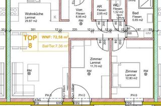 Wohnung mieten in 2424 Zurndorf, Neubau 3 Zimmer Warm mit Balkon, inkl. BK und 2 PKW-Stellplätzen