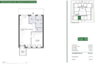 Wohnung mieten in 2345 Brunn am Gebirge, Sonnige, barrierefreie Wohnung mit Balkon, inklusive Stellplatz in der Garage, inkl. Küche- Nähe Bhf. Brunn am Gebirge