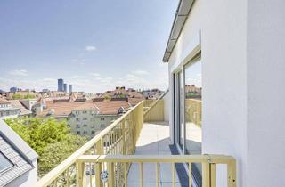Wohnung kaufen in Vorgartenstraße 69, 1200 Wien, Dachgeschoß-Erstbezug nahe der Donauinsel: 2 Zimmer, Balkon & Terrasse um € 450.000 – provisionsfrei!– Küche im Kaufpreis inkludiert