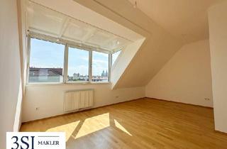 Wohnung mieten in Kudlichgasse, 1100 Wien, Hell, klimatisiert, großzügig - 2-Zimmer-Dachgeschosstraum in ruhiger Seitenstraße des 10. Bezirks - mit allgemeiner Dachterrasse