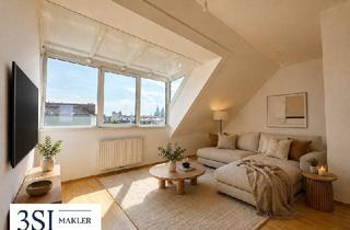 Wohnung mieten in Kudlichgasse, 1100 Wien, Hell, klimatisiert, großzügig - 2-Zimmer-Dachgeschosstraum in ruhiger Seitenstraße des 10. Bezirks - mit allgemeiner Dachterrasse