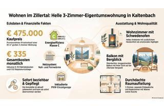 Wohnung kaufen in Kreuzfeldstraße, 6272 Kaltenbach, Helle 3-Zimmer-Eigentumswohnung in Kaltenbach mit Bergblick, Schwedenofen und Garage