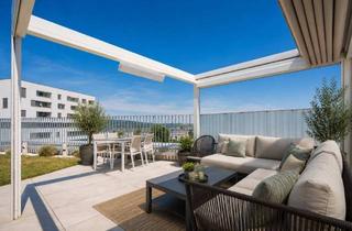 Wohnung kaufen in 1210 Wien, Urlaubsfeeling | Dachterrasse m. Pergola, Garten u. privaten Zugang zum Rooftop-Pool | Familienfreundliche Anlage | DAN Küche l Tiefgarage