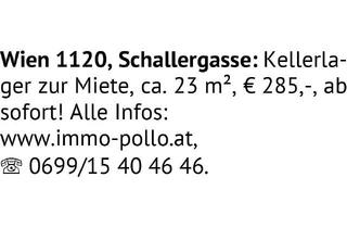 Gewerbeimmobilie mieten in Schallergasse, 1120 Wien, Wien 1120, Schallergasse: Kellerlager