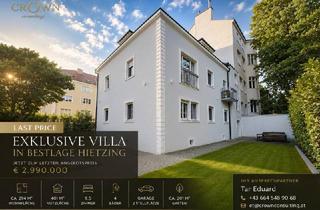 Villen zu kaufen in 1130 Wien, LAST PRICE – Exklusive Villa in Bestlage Hietzing | 9,5 Zimmer | ca. 294 m² Wohnfläche | 401 m² Nutzfläche | Garten | Garage | U4-Nähe | Aufstockungsmöglichkeit | Jetzt € 2.990.000