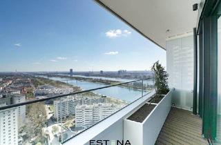 Wohnung mieten in Wagramer Straße, 1220 Wien, Genießen Sie den Weitblick vom 22. Stock an der Waterfront Wiens mit Doorman und Wellnessbereich