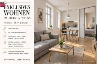 Wohnung mieten in Parkring, 1010 Wien, EXKLUSIVES WOHNEN IM HERZEN WIENS 49 m² , 2 ZIMMER , 5-STERNE-HOTELSERVICE, SOFORT VERFÜGBAR
