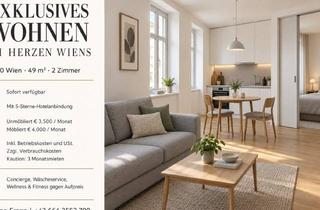 Wohnung mieten in Stephansdom, Stephansplatz, Parkring, Stadtgarten, 1010 Wien, Exklusives Wohnen im 1. Bezirk: 49 m², 2 Zimmer & Optionaler 5-Sterne-Hotelservice