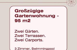Wohnung kaufen in 4701 Bad Schallerbach, Besondere Gartenwohnung 95 m² - mit Pool | 2 Terrassen | 2 Gärten | 2 Carports