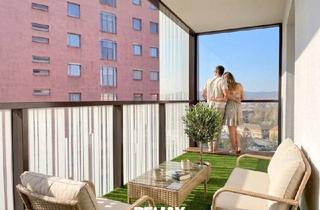 Wohnung kaufen in Carl-Appel-Straße, 1100 Wien, Panoramablick über Wien – gepflegte 3-Zimmer-Eckwohnung mit Loggia im 12. Stock