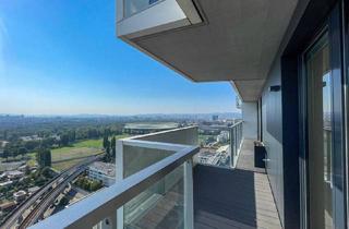 Wohnung kaufen in 1020 Wien, Marina Tower: Über den Dächern Wiens – vermietete 3-Zimmer-Eckwohnung im 22. Stock mit Loggia und Weitblick