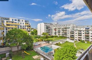 Wohnung kaufen in 1110 Wien, Lichtdurchflutetes Studioapartment mit Loggia, Garagenplatz und Swimmingpool