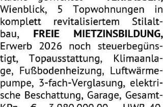 Anlageobjekt in 1180 Wien, ANLEGER-PAKET, neuer Dachausbau, ERSTBEZUG, 590 m² Gesamtwohnfläche gewichtet - TERRASSEN, Wien