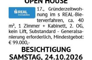 Wohnung kaufen in 1170 Wien, OPEN HOUSE 17., Gründerzeitwohnung im s REAL-Bieterverfahren, ca. 40 m², 1 Zimmer + Kabinett, 2