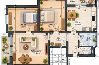 Wohnung kaufen in 4600 Wels, Charmante 3 Zimmer Wohnung in Ruhelage mit Wunderbarem Fernblick