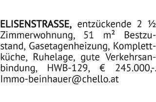 Wohnung kaufen in Elisenstraße, 1230 Wien, entzückende 2 ½ Zimmerwohnung, 51 m² Bestzustand, Gasetagenheizung, Komplettküche, Ruhel
