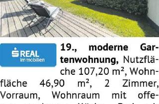 Wohnung kaufen in 1190 Wien, moderne Gartenwohnung, Nutzfläche 107,20 m², Wohnfläche 46,90 m², 2 Zimmer, Vorraum, Wohnr