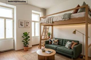 Wohnung kaufen in 1200 Wien, Neu 3-Zimmer-Altbau mit Zwei Bädern zum Sanieren - Balkon Bewilligt, noch nicht Errichtet