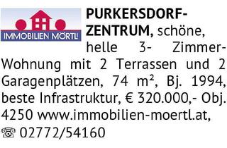 Wohnung kaufen in 3002 Purkersdorf, Schöne, helle 3-Zimmer-Wohnung mit 2 Terrassen und 2 Garagenplätzen, 74 m², Bj. 1994, beste Inf